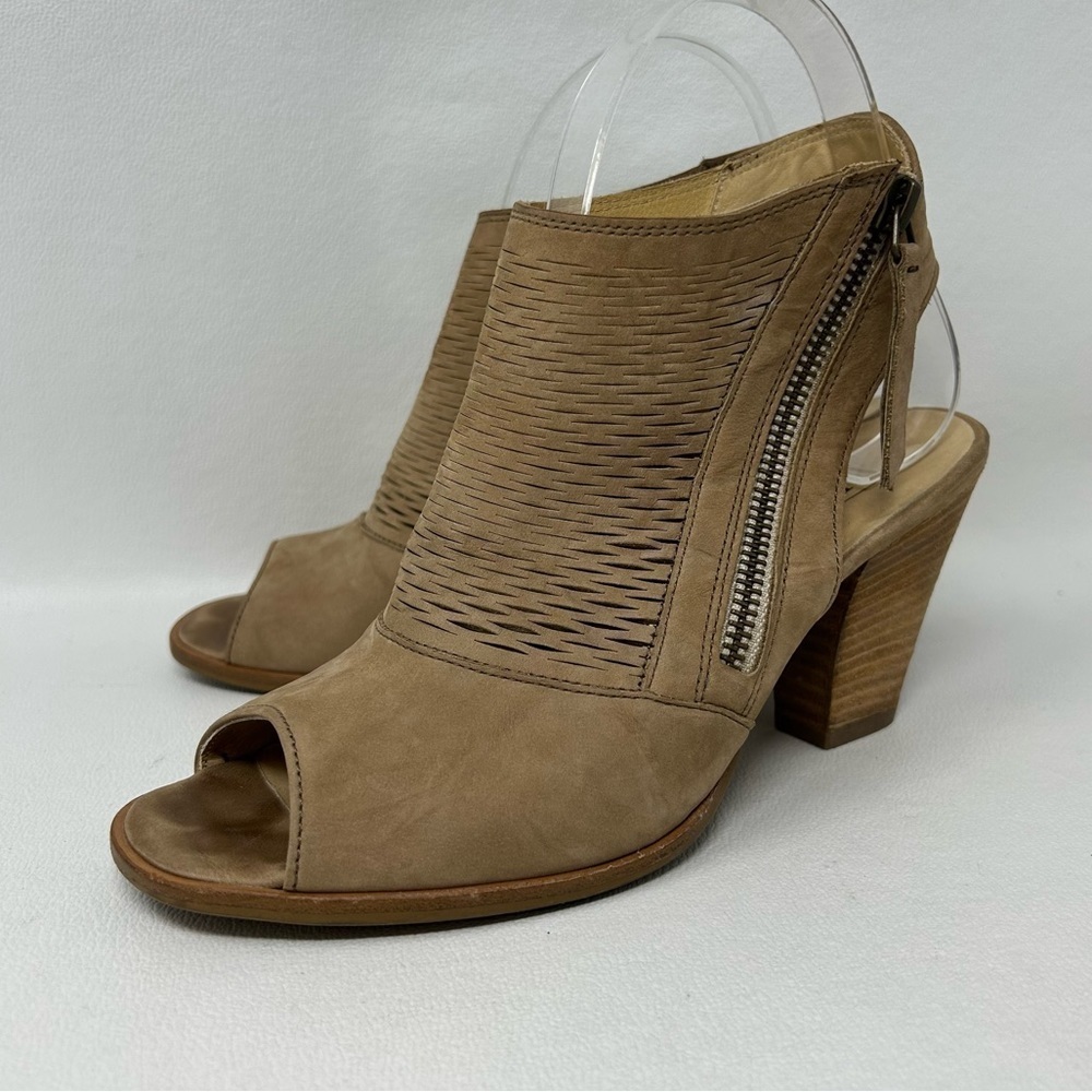 Paul Green Willow Tan Leather Open Toe Booties Women’s Size US 6